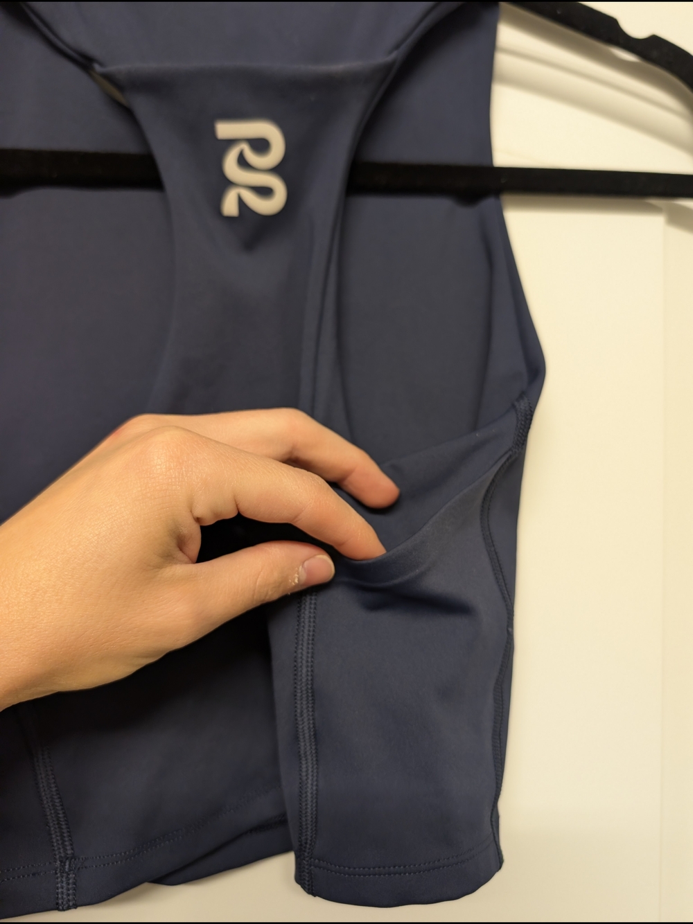 Navy High-Neck Sports Crop Top - Picture 7 of 8